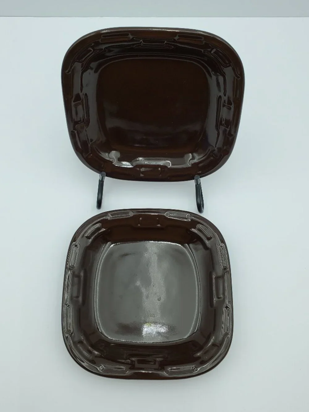 Longaberger Woven Traditions Chocolate Brown Square Appetizer Plates